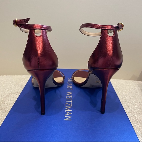 NEW Stuart Weitzman Nudistcurve Nudist Sandal Pump Red Metallic Leather Size 7 - Picture 9 of 13